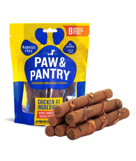 Paw & Pantry 5 Soft & Chewy USA-Chicken Wrapped Sticks for Dogs - Pack of 8 Rawhide Free Chicken Dog Treats - Grain-Free & Highly Digestible Chicken Wrapped Dog Treats - Great Savory Flavor