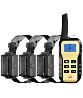 1100 Yard Remote Dog Shock Collar Automatic Stop Bark Training Device with Beeping Vibrating Shocking E-collar To Train 3 Small Medium to Large Dogs (3-dog kit)