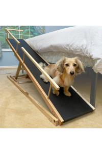 DoggoRamps Dog Ramp for Beds - Solid Hardwood with 5 Finish Options - Adjustable up to 37 High Beds with Low Incline, Safety Rails & Anti-Slip Grip, For Small Dogs up to 50lbs - Made in North America