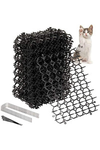 Oceanpax 12 Pack 8.5 X 6.5 Inch Square Cat Scat Mats for Cats with Spikes, Prickle Strips from Digging Cat Deterrent Outdoor Include 6 Staples and 6 Zip Ties