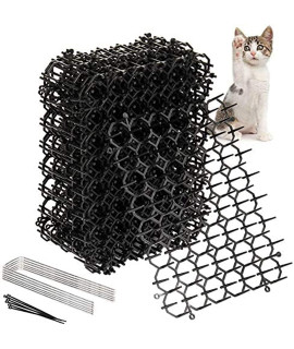 Oceanpax 12 Pack 8.5 X 6.5 Inch Square Cat Scat Mats for Cats with Spikes, Prickle Strips from Digging Cat Deterrent Outdoor Include 6 Staples and 6 Zip Ties