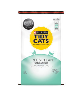Purina Tidy Cats Clumping Cat Litter, Free & Clean Unscented Multi Cat Litter - 40 lb. Bag
