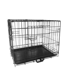 SIgNZWORLD Dog crate for Small Dogs, Dog cage for Medium Dogs Indoor with Double Doors, Removable Tray and Handle, Dog Kennel Indoor Foldable Puppy crate(24 inch)