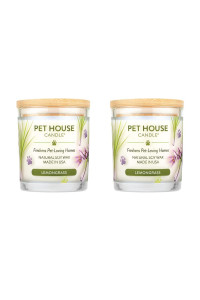 One Fur All, Pet House Candle-100% Plant-Based Wax Candle-Pet Odor Eliminator for Home-Non-Toxic and Eco-Friendly Air Freshening Scented Candles-Odor Eliminating Candle-(Pack of 2, Lemongrass)