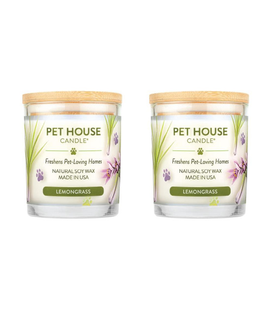 One Fur All, Pet House Candle-100% Plant-Based Wax Candle-Pet Odor Eliminator for Home-Non-Toxic and Eco-Friendly Air Freshening Scented Candles-Odor Eliminating Candle-(Pack of 2, Lemongrass)