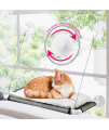 Cat Window Perch, Cat Hammock Window Seat w/Free Fleece Blanket 2023 Latest Screw Suction Cups Extra Large Sturdy Cat Bed Cat Resting Seat Hold Two Large Cats White Indoors (One Extra Suction Cup)