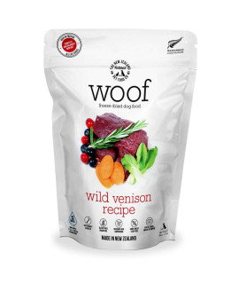 WOOF Wild Venison Freeze Dried Raw Dog Food, Mixer, or Topper, or Treat - High Protein, Natural, Limited Ingredient Recipe 9.9oz