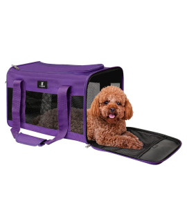 X-ZONE PET Cat Carrier Dog Carrier Pet Carrier for Small Medium Cats Dogs Puppies of 15 Lbs,Airline Approved Soft Sided Pet Travel Carrier,Dog Carriers for Small Dogs - Black Grey Purple Blue Brown