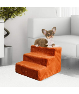 Enjoying Puppy Stairs Pet Stairs for Small Dogs, 3-Step Doggie Steps for Couch, Self-Assembly Non-Slip Cat Stairs, Brown