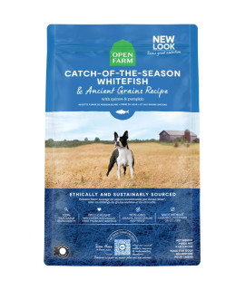 Open Farm Ancient Grains Dry Dog Food, Humanely Raised Meat Recipe with Wholesome Grains and No Artificial Flavors or Preservatives (Catch-of-The-Season Whitefish, 22 Pound (Pack of 1))