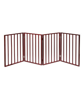 HOME DISTRICT Dog Gate Freestanding Pet Gate 4-Panel & 3 Panel Pet Gate for Dogs Folding Dog Gate Quadfold & Trifold Pet Gate for Small Dogs Decorative Pet Gate for Dogs Indoor, Mahogany Slat 71x 27