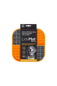 LickiMat Slomo, Dog Slow Feeders Lick Mat, Boredom Anxiety Reducer; Perfect for Food, Treats, Yogurt, or Peanut Butter. Fun Alternative to a Slow Feed Dog Bowl, Orange