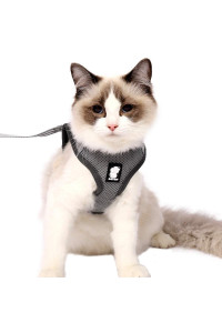 Heywean Cat Harness and Leash - Ultra Light Escape Proof Kitten Collar Cat Walking Jacket with Running Cushioning Soft and Comfortable Suitable for Puppies Rabbits (L, Silver Grey)
