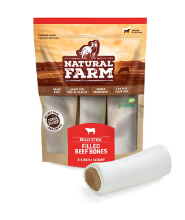 Natural Farm Filled Dog Bones, Bacon & Cheese Flavor (5 to 6-Inch, 3 Count) - Limited Ingredients Stuffed Dental Dog Bone Treats for Small, Medium & Large Dogs