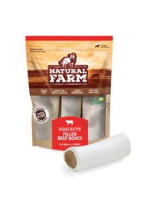 Natural Farm Peanut Butter Flavor Filled Dog Bones (5-6 Inch, 3 Pack), Limited Ingredient Stuffed Dental Dog Bone Treats for Small, Medium and Large Dogs