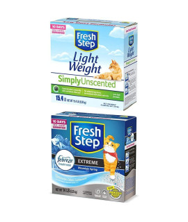 Fresh Step Simply Unscented Lightweight Litter & Extreme Scented Litter with The Power of Febreze
