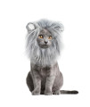 Onmygogo Lion Mane Wig for Cats and Dogs, Funny Pet Cat Costumes for Halloween Christmas, Furry Pet Clothing Accessories (Size S, Light Grey with White)