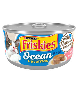Purina Friskies Wet Cat Food Pate Ocean Favorites With Natural Salmon, Brown Rice and Peas - 5.5 oz. Can
