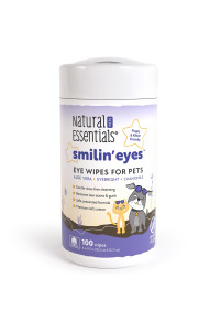 Natural Essentials Pet Eye Wipes for Dogs Cats Puppies & Kittens 100 Soft Plant Based Dog Eye Wipes and Cat Eye Wipes to Safely Clean Pet Eyes, Removes Crust, Dirt & Discharge, 100 Count (Pack of 1)
