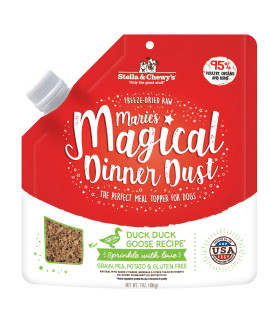 Stella & Chewy's Freeze-Dried Raw Marie's Magical Dinner Dust - Protein Rich, Grain Free Dog & Puppy Food Topper - Duck Duck Goose Recipe - 7 Oz Bag