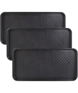 Falflor Boot Trays for Entryway 3 Packs 3015 Functional Heavy Duty Boot Trays Indoor Outdoor Mats Pet Feeding Mat(Black)