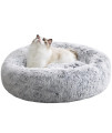 Western Home Faux Fur Original calming Dog & cat Bed for Small Medium Large Pets, Indoor cats, Anti Anxiety Donut cuddler Round Warm Washable (20, Light grey)