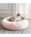 Western Home Faux Fur Dog Bed & cat Bed, Original calming Dog Bed for Small Medium Large Pets, Anti Anxiety Donut cuddler Round Warm Washable cat Bed for Indoor cats(20, Pink)