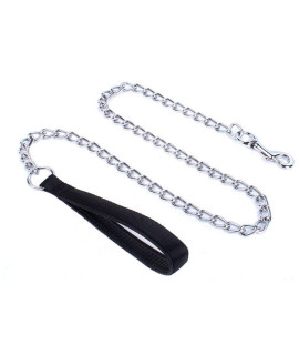 Petiry Chain Leash Metal Dog Leash Chrome Plated with Soft Padded Handle for Large Dogs/Black