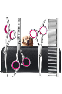 TINMARDA Dog Grooming Scissors Set with Safety Round Tips, Sharp and Durable Titanium Coated Professional Dog Grooming Kit for Dog Cat