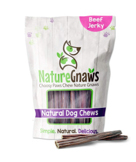 Nature Gnaws Beef Jerky Sticks for Dogs - Premium Natural Beef Gullet Bones - Simple Single Ingredient Tasty Dog Chew Treats - Rawhide Free - 5-6 Inch (8 oz)