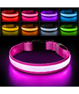 PcEoTllar Light up Dog Collar for Night Walking - LED Dog Collar Light Rechargeable Color Changing, Glow in The Dark Dog Collars Waterproof Glowing Dog Collars for Large Small Medium Dogs
