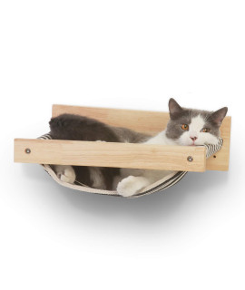 FUKUMARU cat Hammock Wall Mounted, Kitty Beds and Perches, Wooden cat Wall Furniture, Stable cat Wall Shelves for Sleeping, Playing, climbing, and Lounging, Black Stripe cat Shelves