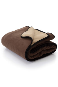 Waterproof Blanket Cover 80x90 for Adults, Dogs, Cats or Any Pets - 100% Waterproof Dog Blanket or Mattress Protector - Large Size for Twin, Queen, King Beds (Grizzly Brown/Caramel Cappuccino)