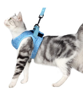 LIANZIMAU Cat Harness and Leash Escape Proof,Adjustable Soft Cat Walking Jacket with Reflective Strip Vest Harnesses for Kitten Pets Dogs