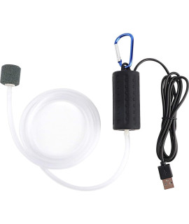 Useekoo USB Aquarium Air Pump, Ultra Durable & Quiet USB Nano Air Pump, Small Air Bubbler for Aquarium Fish Tank with Air Stone and Silicone Tube - Black