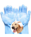 VavoPaw Magic Pet Grooming Gloves, Dog Bathing Shampoo Gloves with High Density Teeth, Heat Resistant Silicone Pet Hair Remover Brush for Cat & Dogs, Light Blue