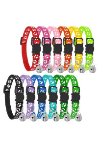 Petgens Reflective cat collars with Bells, Safe Quick Release cat collar, Adjustable to Fit All Domestic cats(12 Pack)