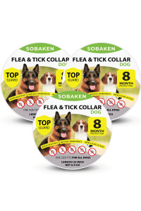 Flea and Tick Prevention for Dogs, Flea collar for Dogs, Natural Dog Flea collar, 1 Size Fits All, 25 inch, 8 Month Protection - 3 Pack