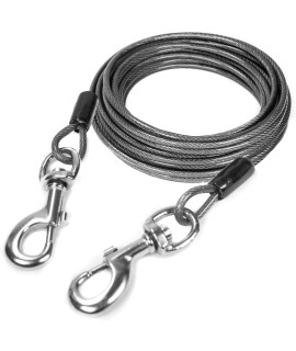 Mighty Paw Heavy Duty Dog Tie Out Cable for All Sized Pets 30 Braided Steel Black Tieout for Yard, Camping, and Outdoors - Dog Run Cable for Total Control and Off-Leash Feel, XL - Up to 125lbs
