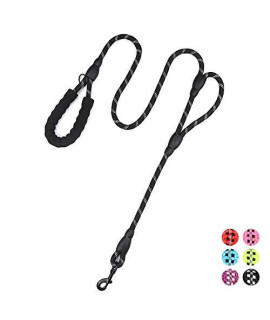 Plutus Pet Rope Dog Leash 6ft Long,Traffic Padded Two Handle,Heavy Duty,Reflective Double Handles Lead for Control Safety Training,Leashes for Large Dogs or Medium Dogs,Dual Handles Leads(Black)