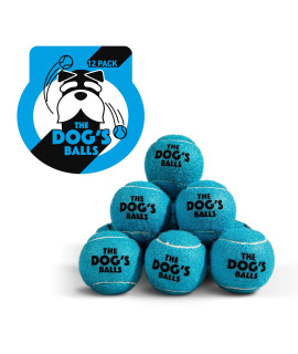 The Dog's Balls, Dog Tennis Balls, 12-Pack Blue, 2.5 Inches Diameter Dog Toy, Strong Dog & Puppy Ball for Training, Play, Exercise & Fetch