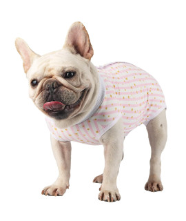 Due Felice Dog Surgery Recovery Suit Pet Onesie After Surgery Wear Pet E-Collar Alternative for Female Male Dog Pink Star Stripe/Medium
