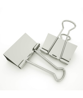 15-PcS] Silver Large Binder clips, Jumbo Metal clamp 2 50 mm (Silver, 15-PcS)
