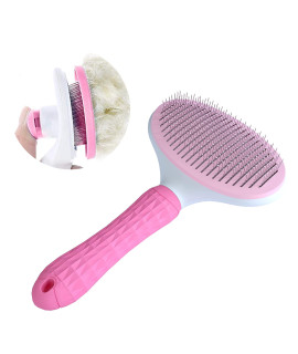 NA cat Brush, Slicker Dog Brushes, Self cleaning Slicker Brush for shedding- Removes 90% of Dead Undercoat and Loose Hairs, Suitable for Medium and Long Haired Dogs cats (Pink)