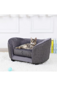 Pet Sofa Bed, Velvet Dog Couch with Washable Cushion for Small Dog Cat, Gray (Gray)