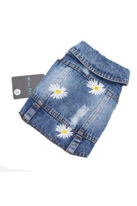 Pet Clothes Denim Dog Costume Summer Cowboy Vest Daisy Shirt Jeans Jacket Puppy Clothing for Chihuahua Yorkies XL