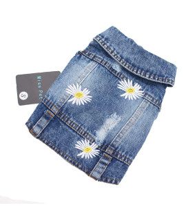 Pet Clothes Denim Dog Costume Summer Cowboy Vest Daisy Shirt Jeans Jacket Puppy Clothing for Chihuahua Yorkies XL