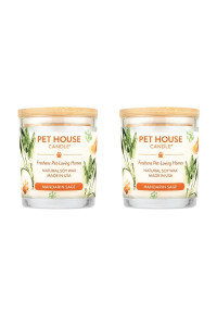 One Fur All, Pet House Candle-100% Plant-Based Wax Candle-Pet Odor Eliminator for Home-Non-Toxic and Eco-Friendly Air Freshening Scented Candles-Odor Eliminating Candle-(Pack of 2, Mandarin Sage)