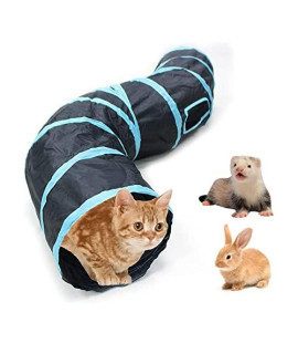 Bemodst Cat Tunnel for Indoor Cats, 2 Way/3 Way/4 Way/5 Way Cat Tubes and Tunnels Collapsible S-Shape Small Animal Tubes Kitty Tunnels Interactive Maze Cat Toy for Kitten Rabbit Ferret - 2-Way