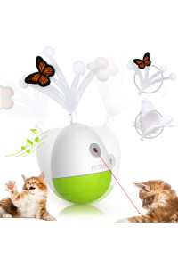 PETGEEK Interactive Cat Feather Toy, Cat Laser Toy with Bird Squeaky, Automatic Electric Rotating Butterfly Kitten Toys, Cat Toys Interactive for Indoor Cats with Replacement (Green)